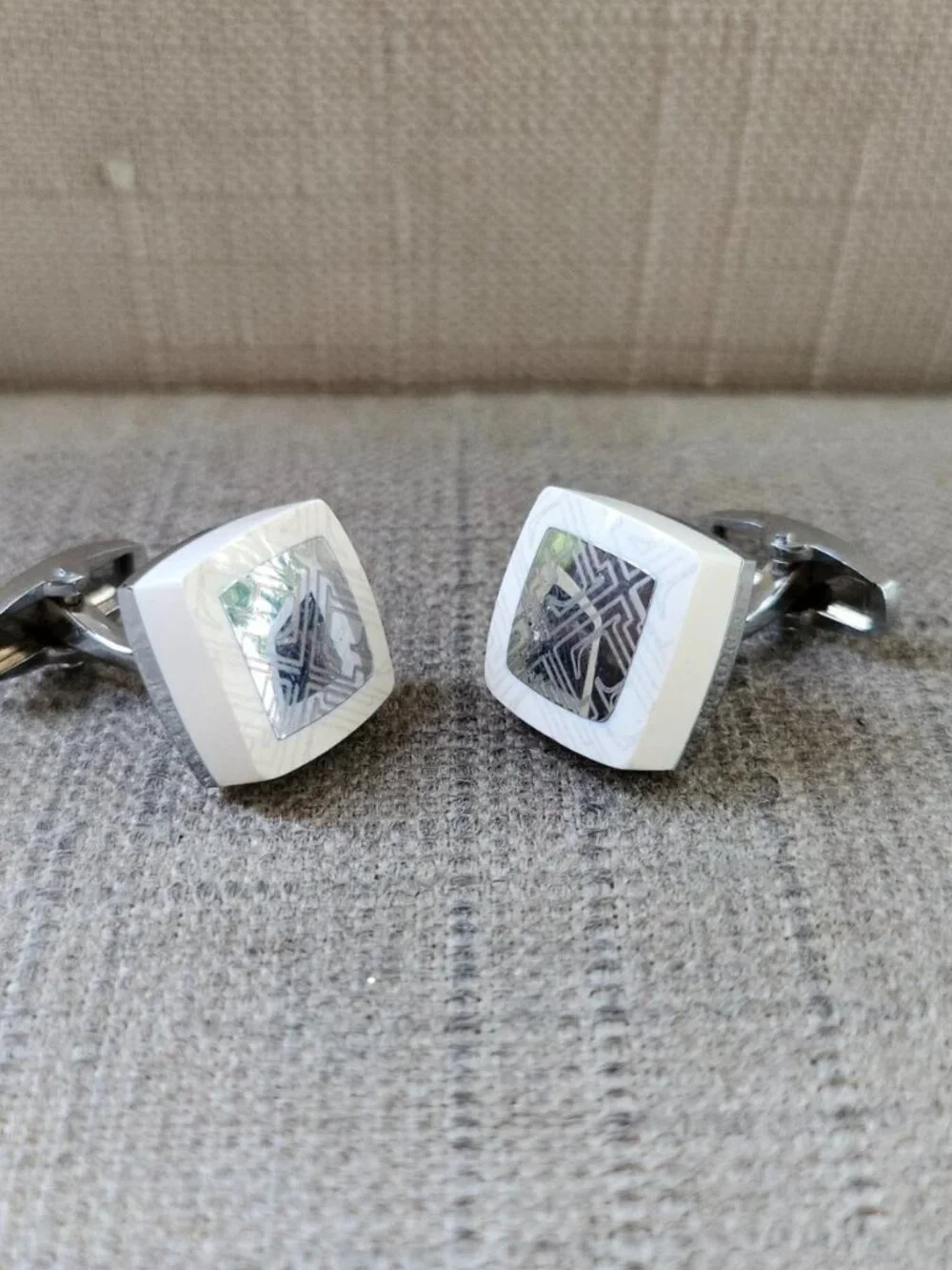 Father Day Gifts Cufflinks White/Silver Tone Fashion Stud Cuff Links Men Jewelry